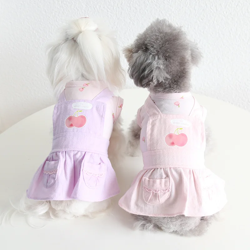 Pink Purple Colors Dog Dresses with Pocket for 2022 Spring and Summer Cherry Pocket Suspender Pet Skirt Sweet Cute Dog Clothes
Pink Purple Colors Dog Dresses with Pocket for 2022 Spring and Summer Cherry Pocket Suspender Pet Skirt Sweet Cute Dog Clothes