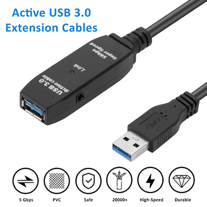 5 Meters / 16 Feet USB Extension Cable 3.0 Male to Female with A Extension chipset Signal Booster
5 Meters / 16 Feet USB Extension Cable 3.0 Male to Female with A Extension chipset Signal Booster