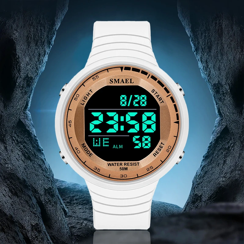 SMAEL Men White Watches Digital 50M Waterproof Sports Wristwatches Stopwatch Alarm Clock Male Auto Date Military Digital Watch
SMAEL Men White Watches Digital 50M Waterproof Sports Wristwatches Stopwatch Alarm Clock Male Auto Date Military Digital Watch