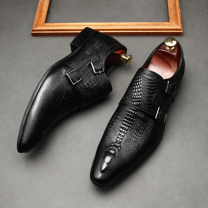 Classic Genuine Leather Men's Double Monk Strap Dress Shoes Black Crocodile Pattern Wedding Formal Business Office Shoes For Men
Classic Genuine Leather Men's Double Monk Strap Dress Shoes Black Crocodile Pattern Wedding Formal Business Office Shoes For Men