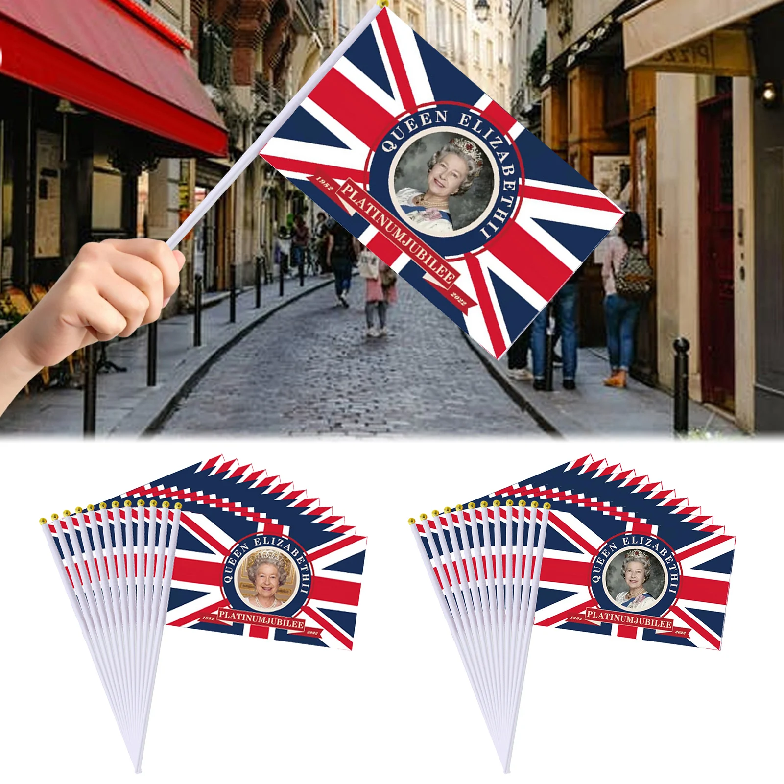12 Pieces Union Jack Handheld Flag 2022 Queen Platinumm Jubilee Banner Decoration British National Day Home Garden Decor
12 Pieces Union Jack Handheld Flag 2022 Queen Platinumm Jubilee Banner Decoration British National Day Home Garden Decor