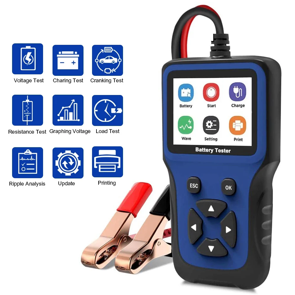 Professional Battery Tester 12V 100-2000 CCA Load Tester Cranking and Charging System Analyzer for Car SUV Light Truck
Professional Battery Tester 12V 100-2000 CCA Load Tester Cranking and Charging System Analyzer for Car SUV Light Truck