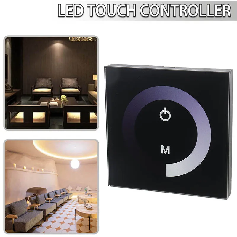 

1pc 12V-24V Lighting Touch Switch Glass Panel Light Brightness Dimmer Controllers Wall Mounted Switches For LED Strip Lamps