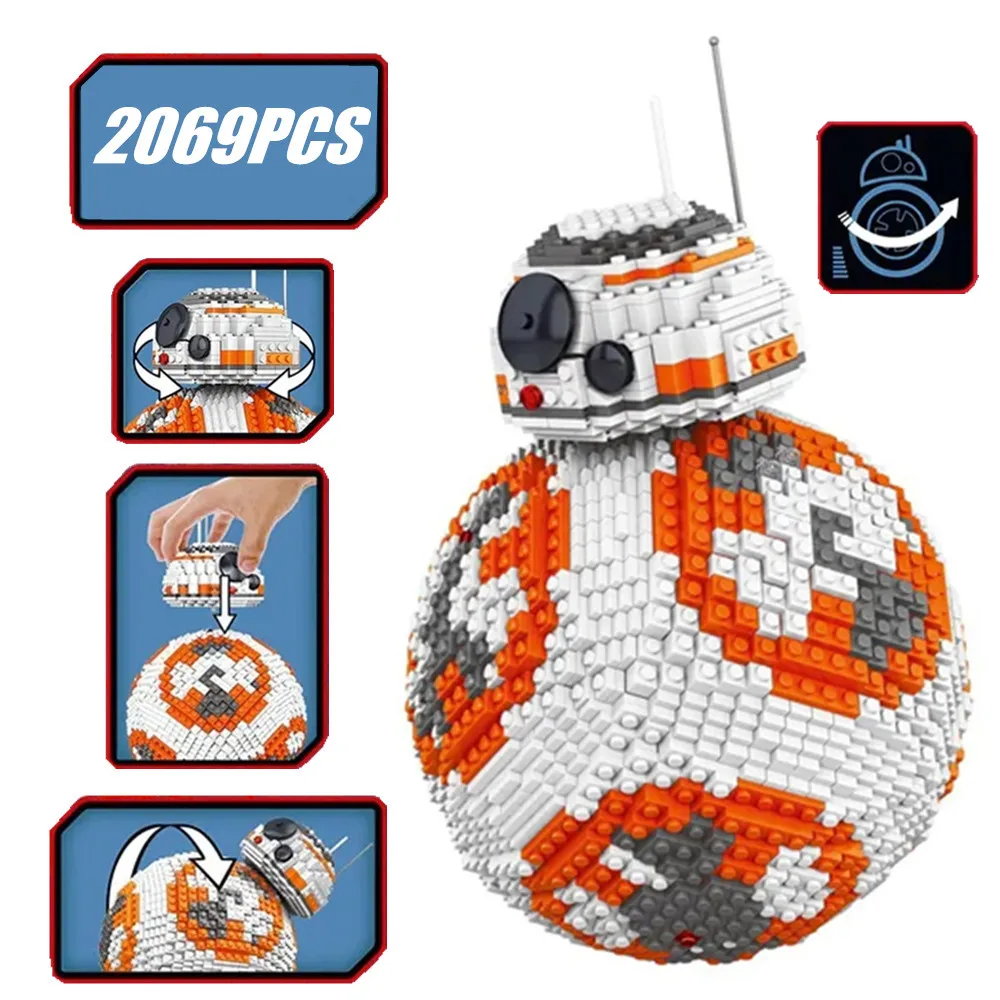 2069PCS Disney Stars Robot Space Wars BB-8 BB8 Toys Robot Model Figure Building Block Bricks Boy Birthday Gift Toy Kid Boys
2069PCS Disney Stars Robot Space Wars BB-8 BB8 Toys Robot Model Figure Building Block Bricks Boy Birthday Gift Toy Kid Boys