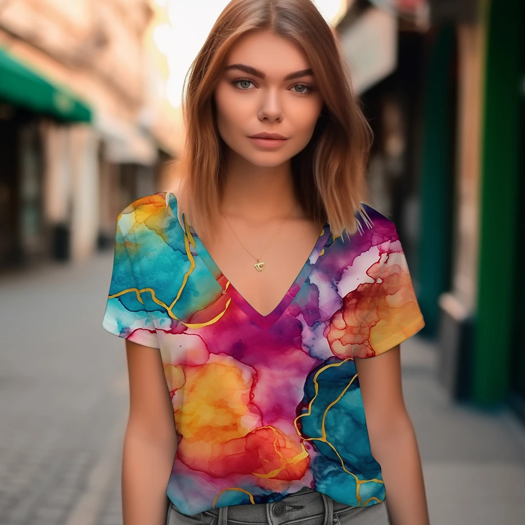 Summer New Fashion Short Sleeve T-shirt 3D Printed T-shirt Women's Classic V-Neck T-shirt Street Casual T-shirt
Summer New Fashion Short Sleeve T-shirt 3D Printed T-shirt Women's Classic V-Neck T-shirt Street Casual T-shirt