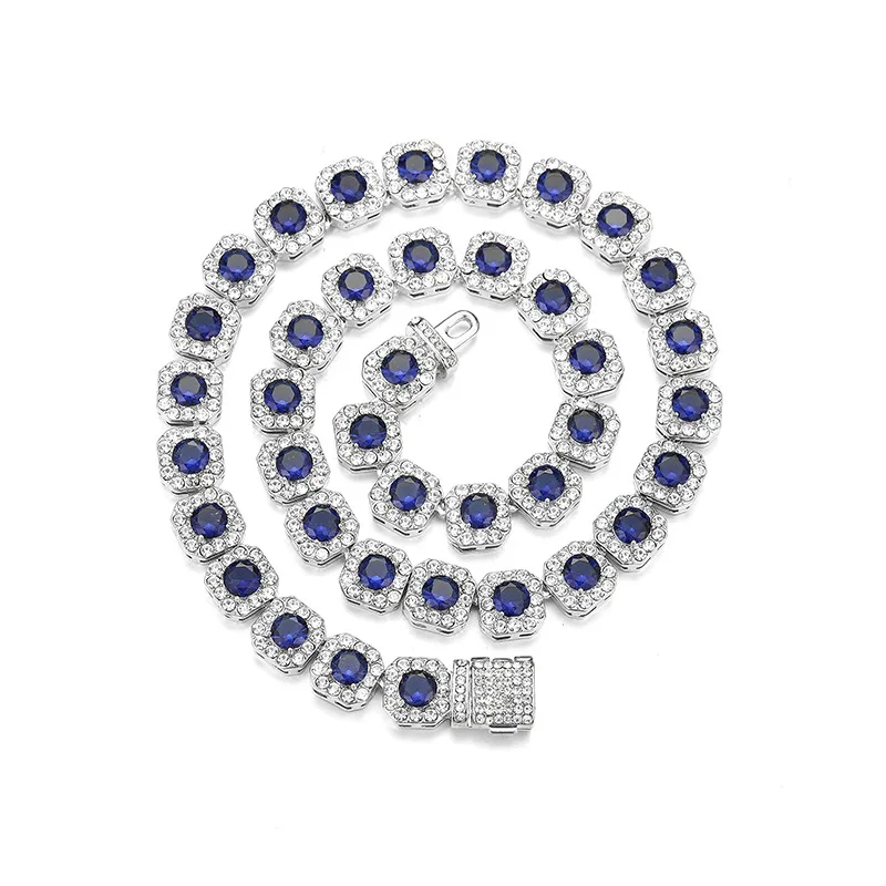 Sapphire Blue Cubic Zirconia Necklace Jewelry Candy Chain Hip Hop Necklaces 11mm Couple Cuban Chain Necklace for Women
Sapphire Blue Cubic Zirconia Necklace Jewelry Candy Chain Hip Hop Necklaces 11mm Couple Cuban Chain Necklace for Women