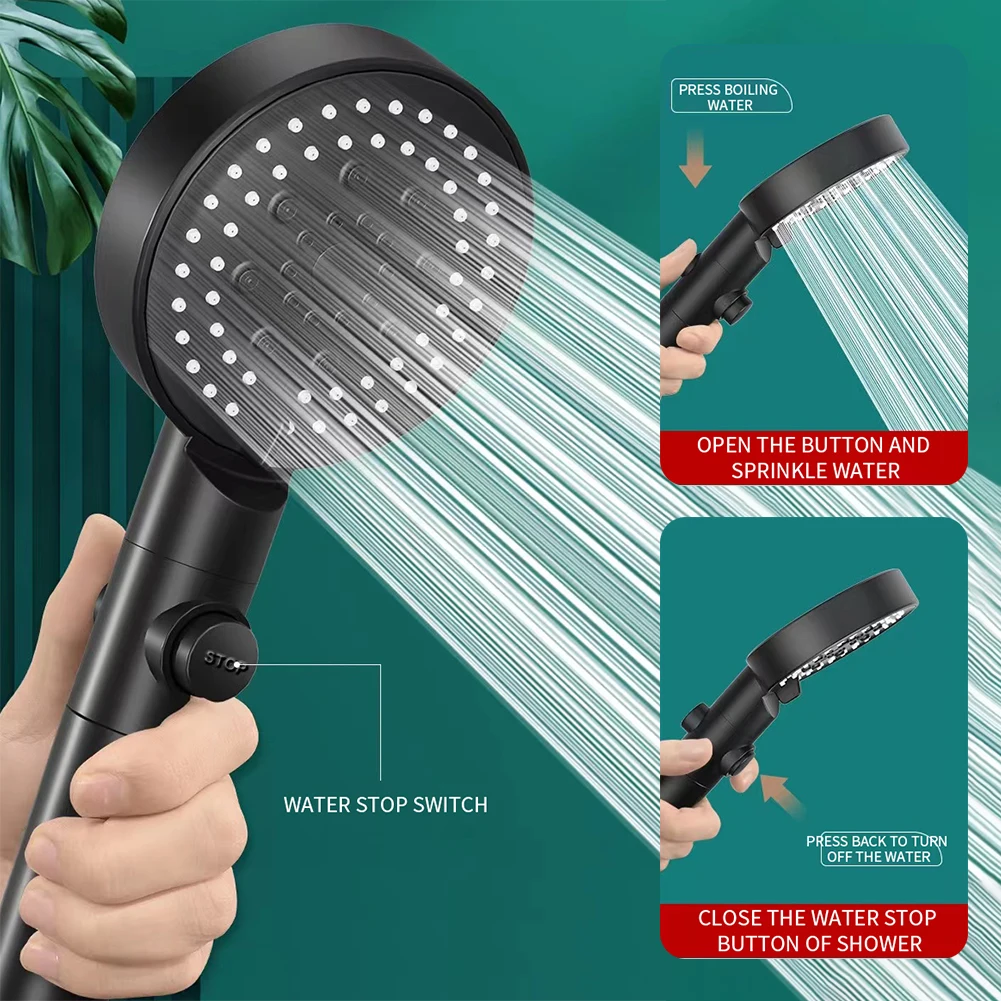 High Pressure Shower Head 6 Modes Adjustable Bath Shower Head One-Key Stop Handheld Shower Jets Bathroom Accessories
High Pressure Shower Head 6 Modes Adjustable Bath Shower Head One-Key Stop Handheld Shower Jets Bathroom Accessories