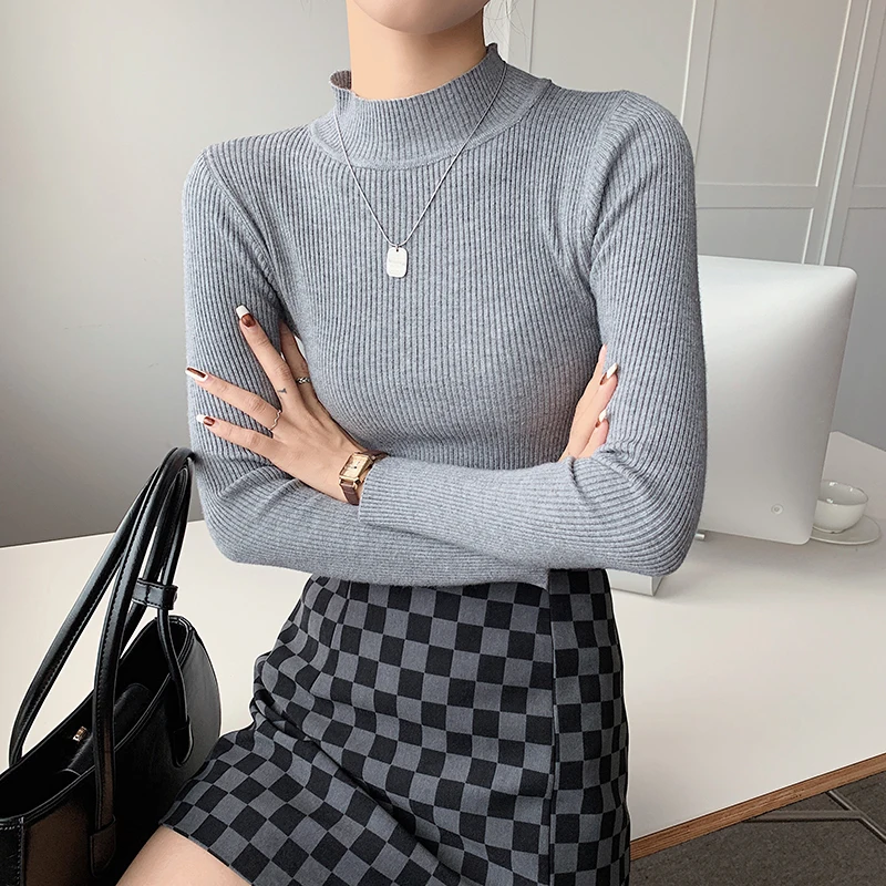 Half turtleneck sweater women's long-sleeved tops 2022 autumn winter new slim bottoming shirt Korean style knitted casual tees
Half turtleneck sweater women's long-sleeved tops 2022 autumn winter new slim bottoming shirt Korean style knitted casual tees
