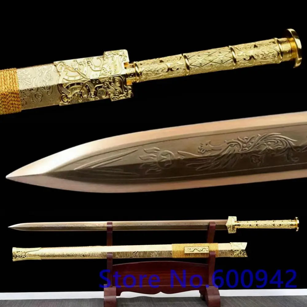 42.5" Handmade Golden Chinese Han Dynasty Wushu Jian Double Edge Sword Sharp 1095 Carbon Steel Blade Tai Chi Full Tang
42.5" Handmade Golden Chinese Han Dynasty Wushu Jian Double Edge Sword Sharp 1095 Carbon Steel Blade Tai Chi Full Tang