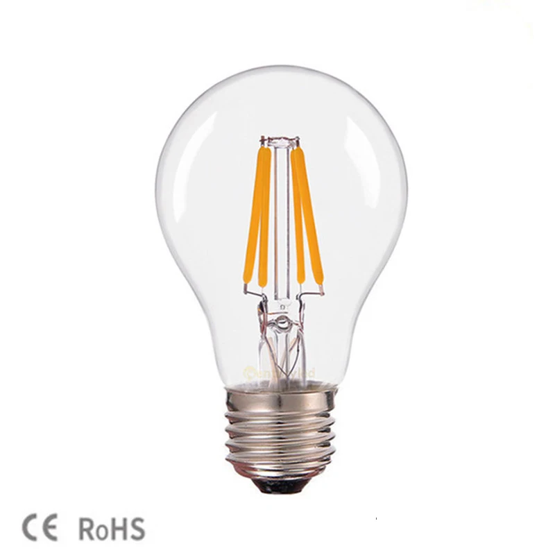 

2Pcs/Lot 6W Edison Clear Globe Lamp Vintage LED Filament light Bulbs Warm White E27 DC12-24V Led Saving Bulbs