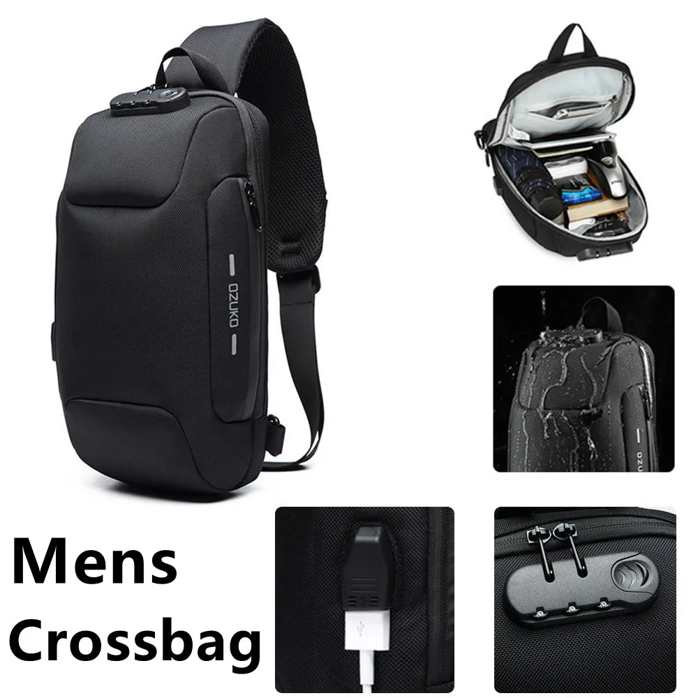 Men's Anti-Theft Lock Oxford Chest Bag Tactical Waterproof Messenger HandBag Multifunction USB Shoulder Bags For Male
Men's Anti-Theft Lock Oxford Chest Bag Tactical Waterproof Messenger HandBag Multifunction USB Shoulder Bags For Male