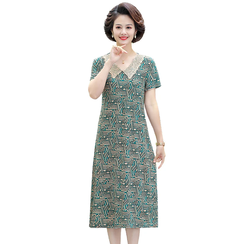 Mother Printing Dress Summer Dress Female 2023 New Middle Elderly Women Short-Sleeved Casual Temperament Mom Elegant Dresses
Mother Printing Dress Summer Dress Female 2023 New Middle Elderly Women Short-Sleeved Casual Temperament Mom Elegant Dresses