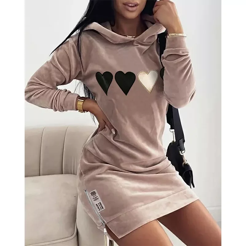 2023NEW Winter 2022 Heart Pattern Zipper Design Velvet Hooded Long Sleeve Sweatshirt Dress Women Casual Streetwear Y2K Clothes
2023NEW Winter 2022 Heart Pattern Zipper Design Velvet Hooded Long Sleeve Sweatshirt Dress Women Casual Streetwear Y2K Clothes