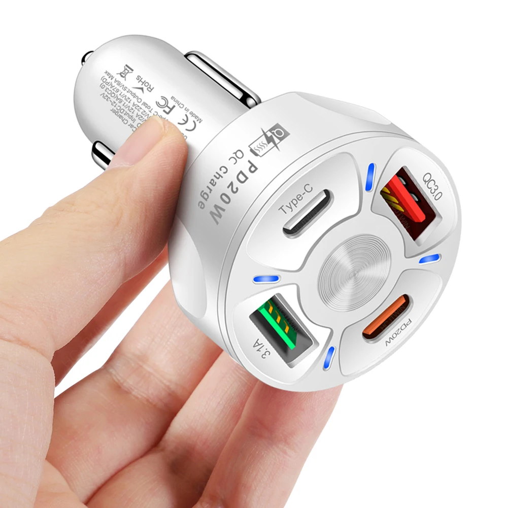 Автомобильное зарядное устройство с 4 USB-портами и поддержкой быстрой зарядки, 20 Вт + PD QC 3,0
Автомобильное зарядное устройство с 4 USB-портами и поддержкой быстрой зарядки, 20 Вт + PD QC 3,0