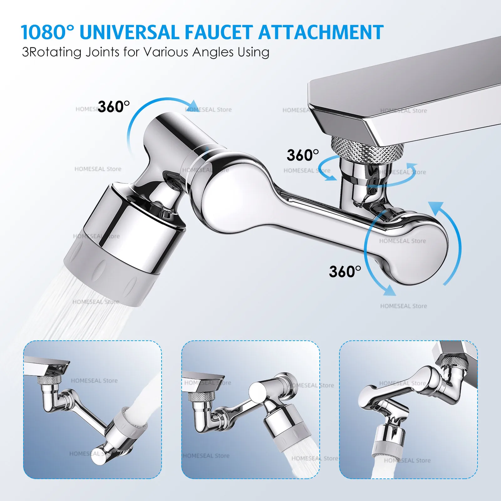 

Rotatable Multifunctional Extension Faucet Aerator 1080 Degree Swivel Robotic Arm Water Filter Sink Water Tap Bubbler Sink Fit