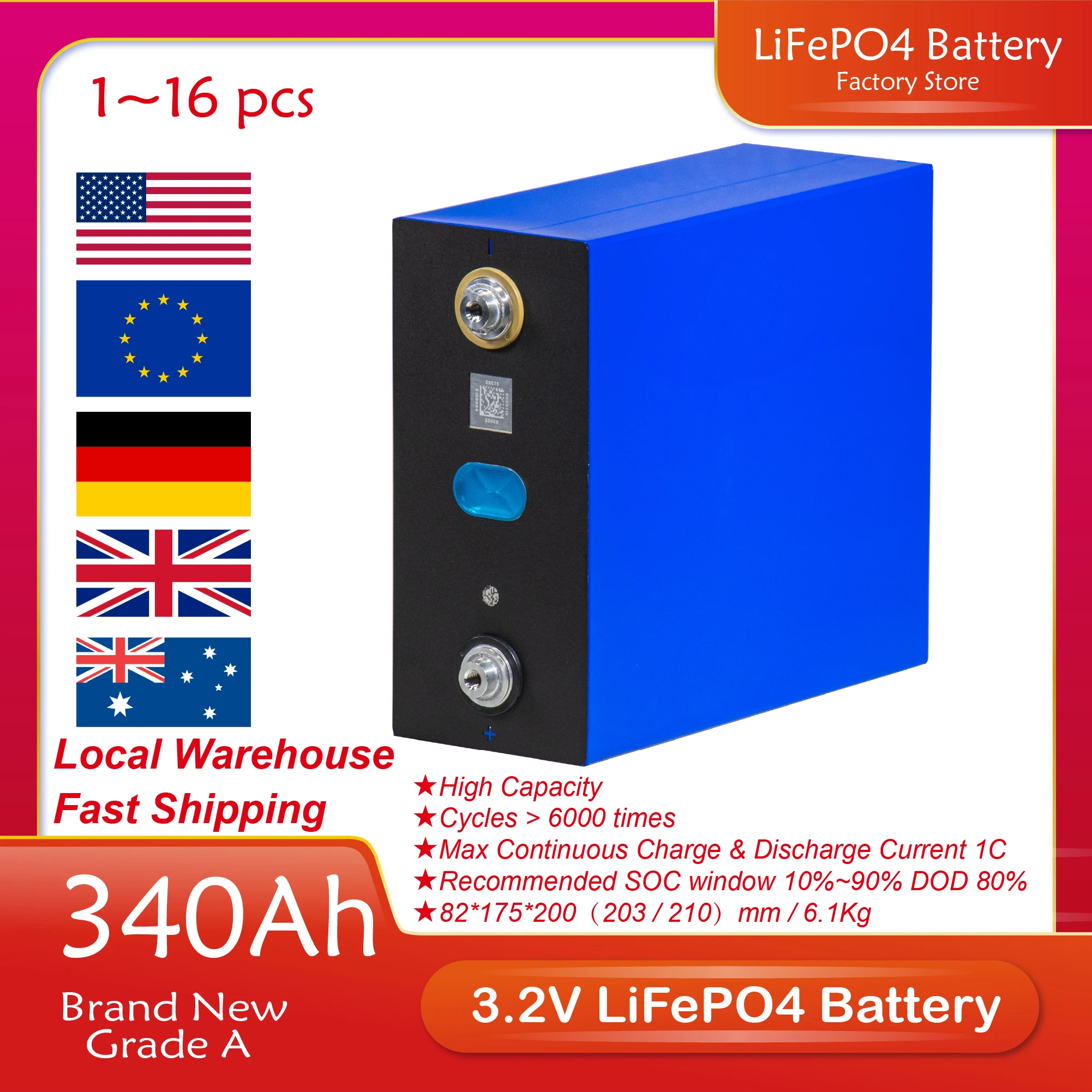 Литий-железо-фосфатная батарея 340AH 3,2 V 4/8/16/32/48PCS DIY 12V 24V 48V для гольф-мобиля лодки домашнее хранилище солнечной энергии без НАЛОГА
Литий-железо-фосфатная батарея 340AH 3,2 V 4/8/16/32/48PCS DIY 12V 24V 48V для гольф-мобиля лодки домашнее хранилище солнечной энергии без НАЛОГА