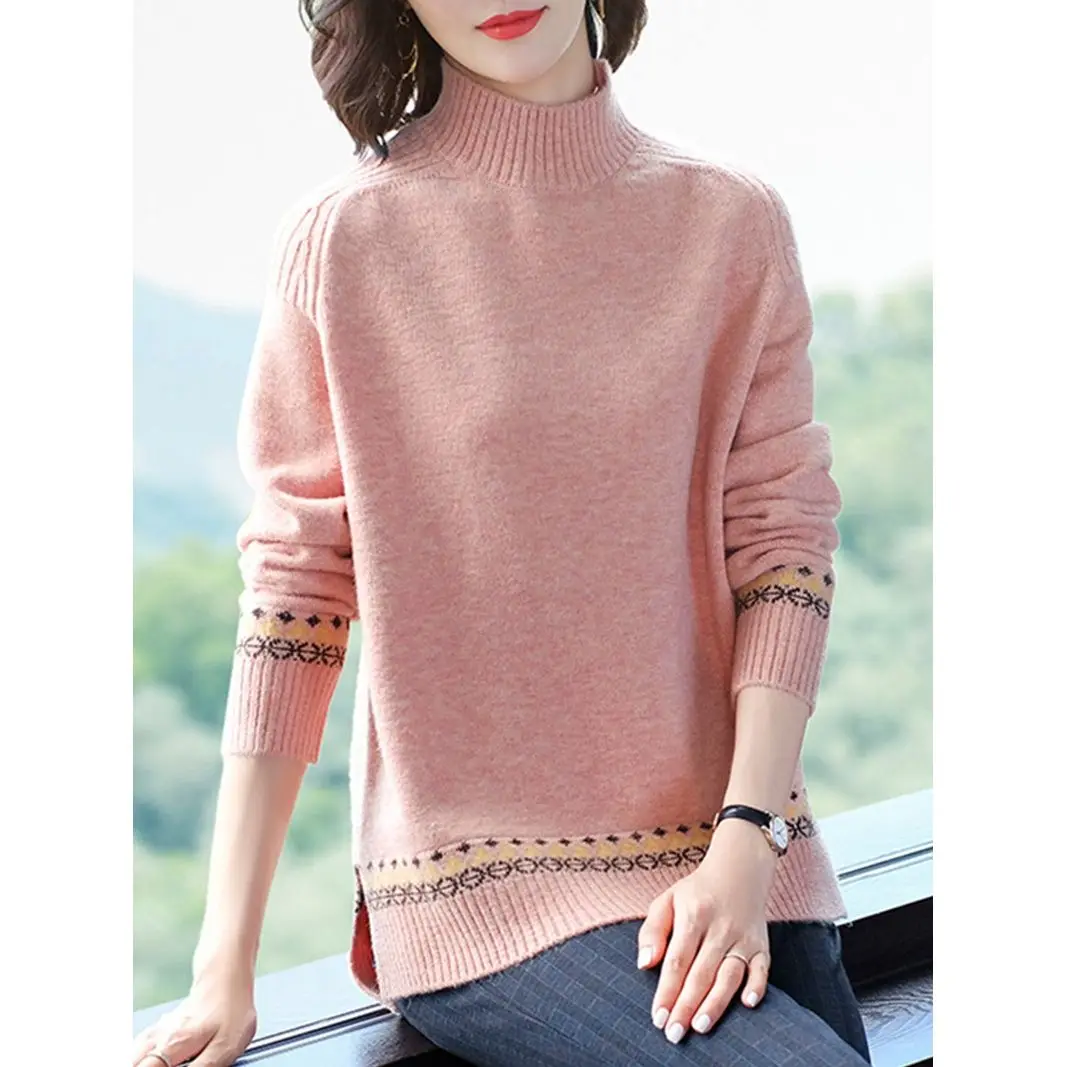 2022 Sweater Knitted Patchwork Pullover Sweater Women Korean Long-sleeved Half High Neck Cotton Tops Autumn Winter New Z79
2022 Sweater Knitted Patchwork Pullover Sweater Women Korean Long-sleeved Half High Neck Cotton Tops Autumn Winter New Z79