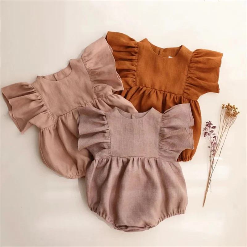 Summer Baby Girls Jumpsuits Babi Rompers Infant Bodysuits Kids Ruffle Sleeve Playwear Child Outwear Kid Cotton Linen Clothes
Summer Baby Girls Jumpsuits Babi Rompers Infant Bodysuits Kids Ruffle Sleeve Playwear Child Outwear Kid Cotton Linen Clothes