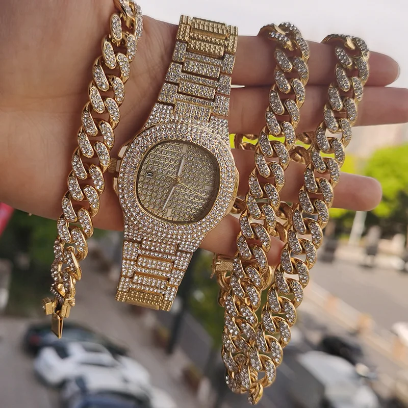 Watch Bracelet Necklace Jewelry Set Zirconia Hip Hop Jewelry Unisex Full Diamond Cuban Link Chain Personalized
Watch Bracelet Necklace Jewelry Set Zirconia Hip Hop Jewelry Unisex Full Diamond Cuban Link Chain Personalized