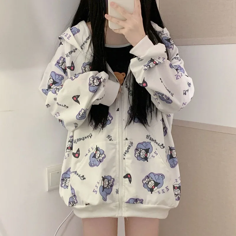 Kawaii Sanrio Kuromi Hooded Jacket Women's Summer Sun Protection Loose Student Cardigan Jumper Women's New Girls Christmas Gift
Kawaii Sanrio Kuromi Hooded Jacket Women's Summer Sun Protection Loose Student Cardigan Jumper Women's New Girls Christmas Gift