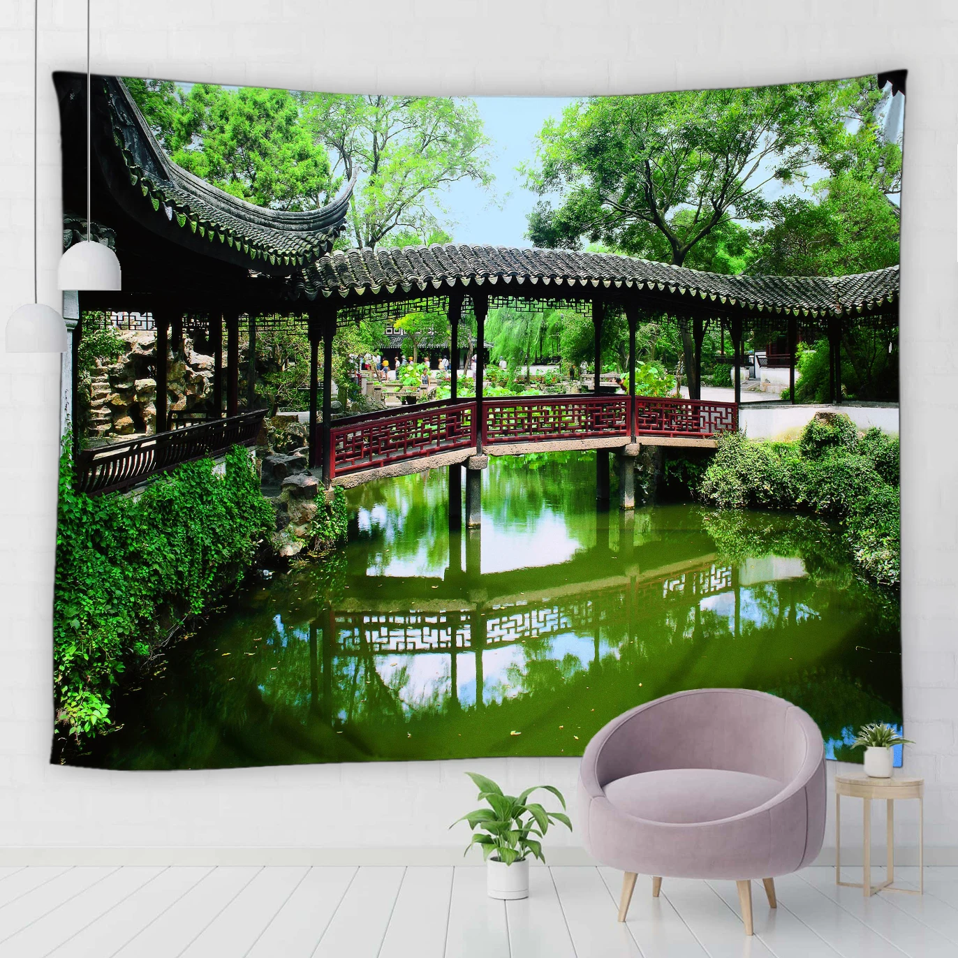 Chinese Garden Landscape Tapestry Hanging wall Gallery Lake Pavilion Plant Gloral Home Living Room Yard Decorative Wall Tapestry 
Chinese Garden Landscape Tapestry Hanging wall Gallery Lake Pavilion Plant Gloral Home Living Room Yard Decorative Wall Tapestry