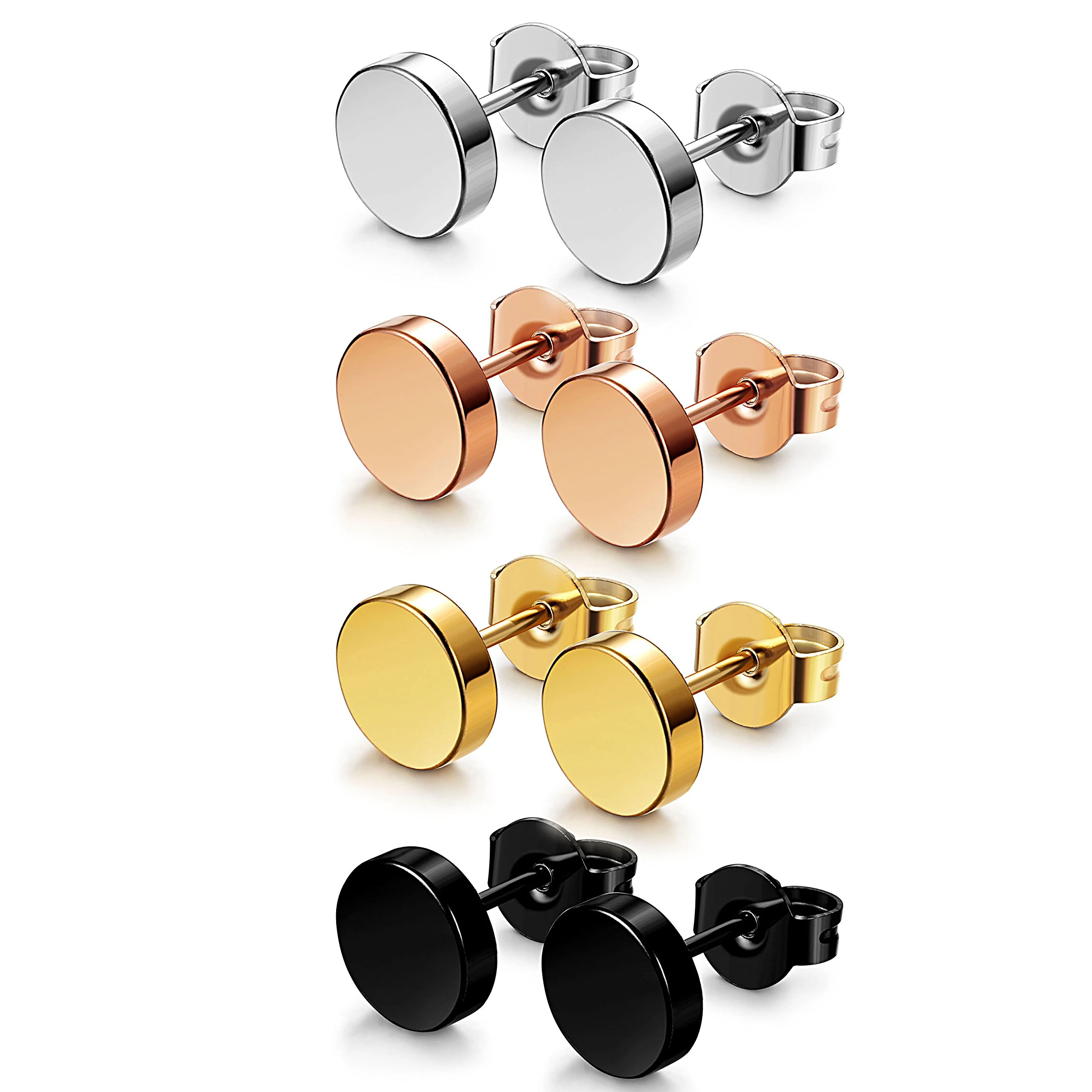 4 Pairs Stainless Steel Stud Earrings for Men Women Ear Piercings Set 3-8MM Available Barbell Piercing Earrings Studs Set
4 Pairs Stainless Steel Stud Earrings for Men Women Ear Piercings Set 3-8MM Available Barbell Piercing Earrings Studs Set