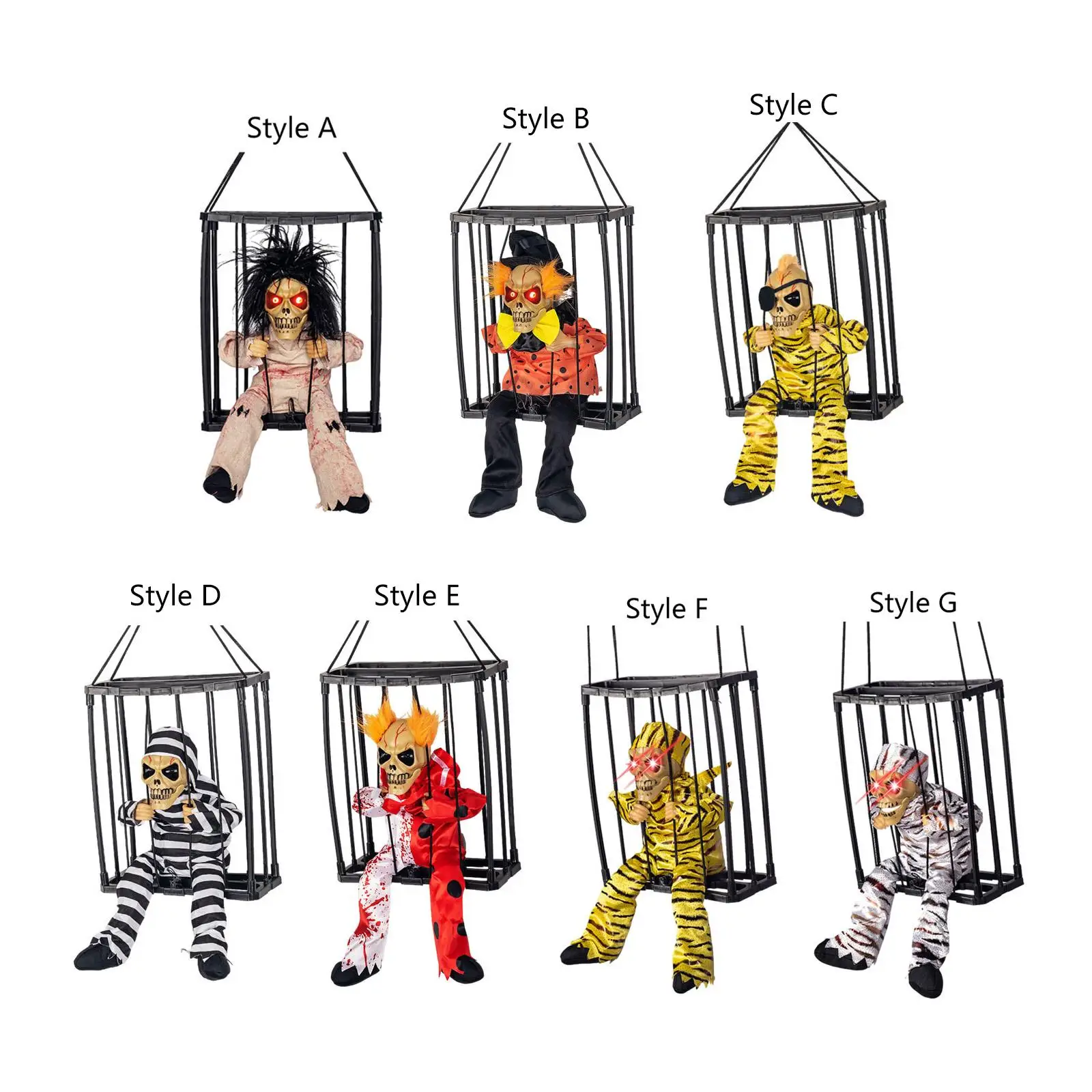 Scary Talking Skull Cage Prisoner Photo Props Figurine Halloween Hanging Toy for Outdoor Indoor Haunted House Masquerade Holiday
Scary Talking Skull Cage Prisoner Photo Props Figurine Halloween Hanging Toy for Outdoor Indoor Haunted House Masquerade Holiday