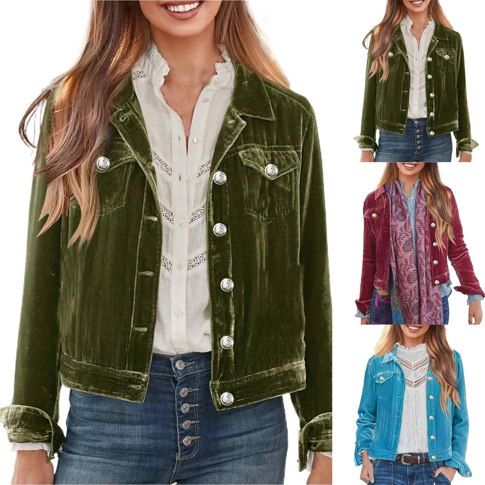 Женская бархатная джинсовая куртка, однобортная короткая однотонная длинная куртка с длинным рукавом и отложным воротником, большие размеры
Женская бархатная джинсовая куртка, однобортная короткая однотонная длинная куртка с длинным рукавом и отложным воротником, большие размеры