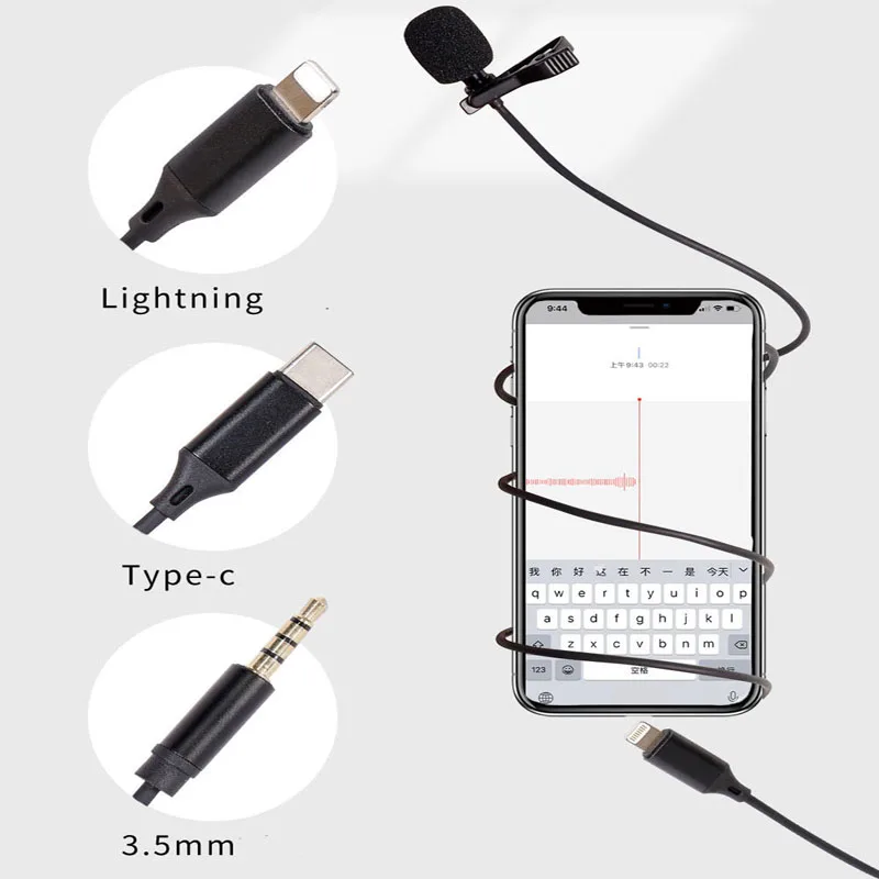 Small Microphone for iPhone Lightning Type C 3.5mm Microfone for Samsung Huawei Xiaomi Lavalier Clip-on Recording Microfonoe
Small Microphone for iPhone Lightning Type C 3.5mm Microfone for Samsung Huawei Xiaomi Lavalier Clip-on Recording Microfonoe