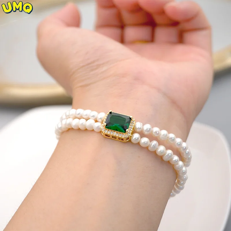 UMQ Grandmother Green Bracelet Female Freshwater Pearl Square Zircon Design Feeling Hand Decoration Girlfriends Bracelet
UMQ Grandmother Green Bracelet Female Freshwater Pearl Square Zircon Design Feeling Hand Decoration Girlfriends Bracelet