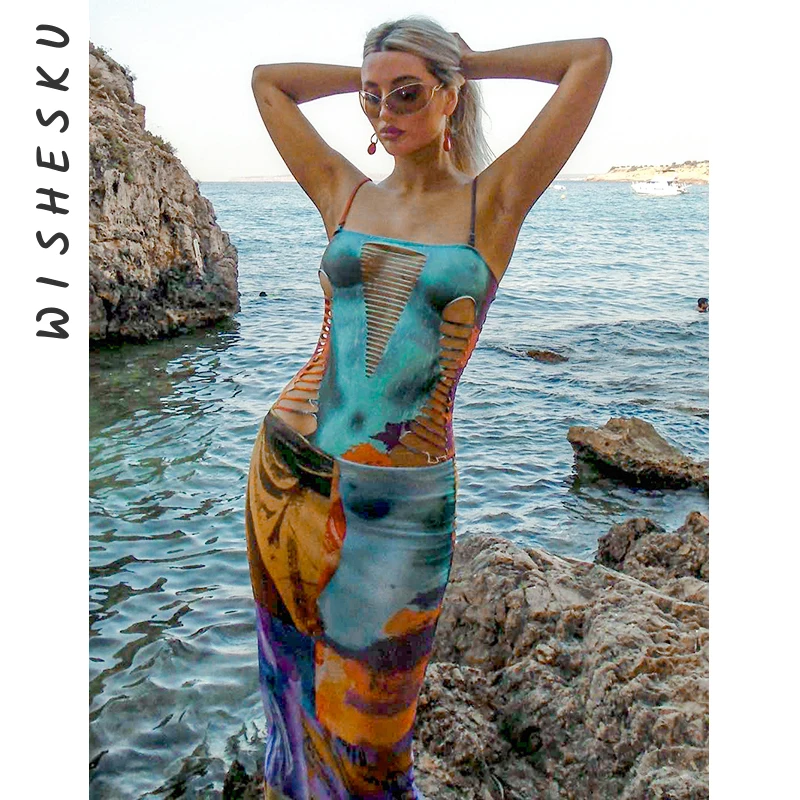 Two Piece Set Women Mesh Print Outfits Sexy Spaghetti Strap Cut Out Bodysuits+High Waist Long Skirt 2023 Summer Beach Clothes
Two Piece Set Women Mesh Print Outfits Sexy Spaghetti Strap Cut Out Bodysuits+High Waist Long Skirt 2023 Summer Beach Clothes