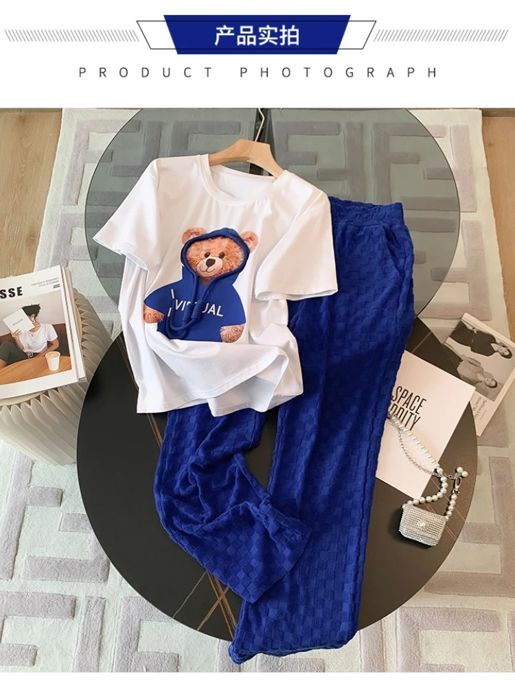 Two Piece Sets Womens Outifits Fashion Summer Set Loose Short Sleeved T-Shirt+Plaid Wide Leg Pants Suit Women Casual Tracksuit
Two Piece Sets Womens Outifits Fashion Summer Set Loose Short Sleeved T-Shirt+Plaid Wide Leg Pants Suit Women Casual Tracksuit