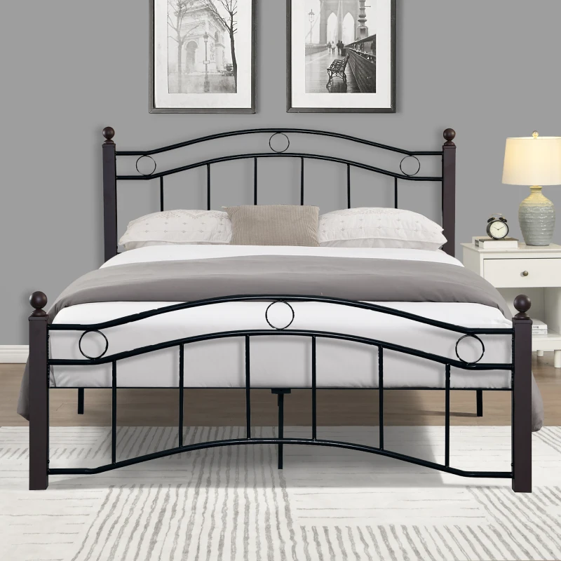 

Черная кровать с изголовьем кровати с подножкой металлическая платформа кровати рама для спальни прочная рама