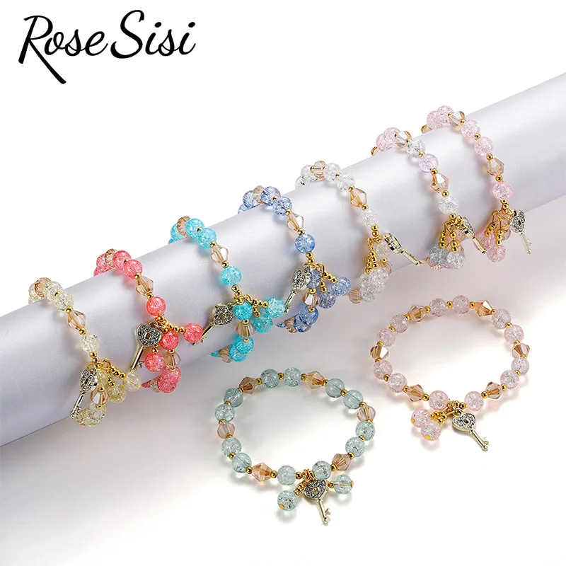 Rose sisi Korean version cute and fresh children's bracelet for women student jewelry key pendant elastic bracelets gift
Rose sisi Korean version cute and fresh children's bracelet for women student jewelry key pendant elastic bracelets gift