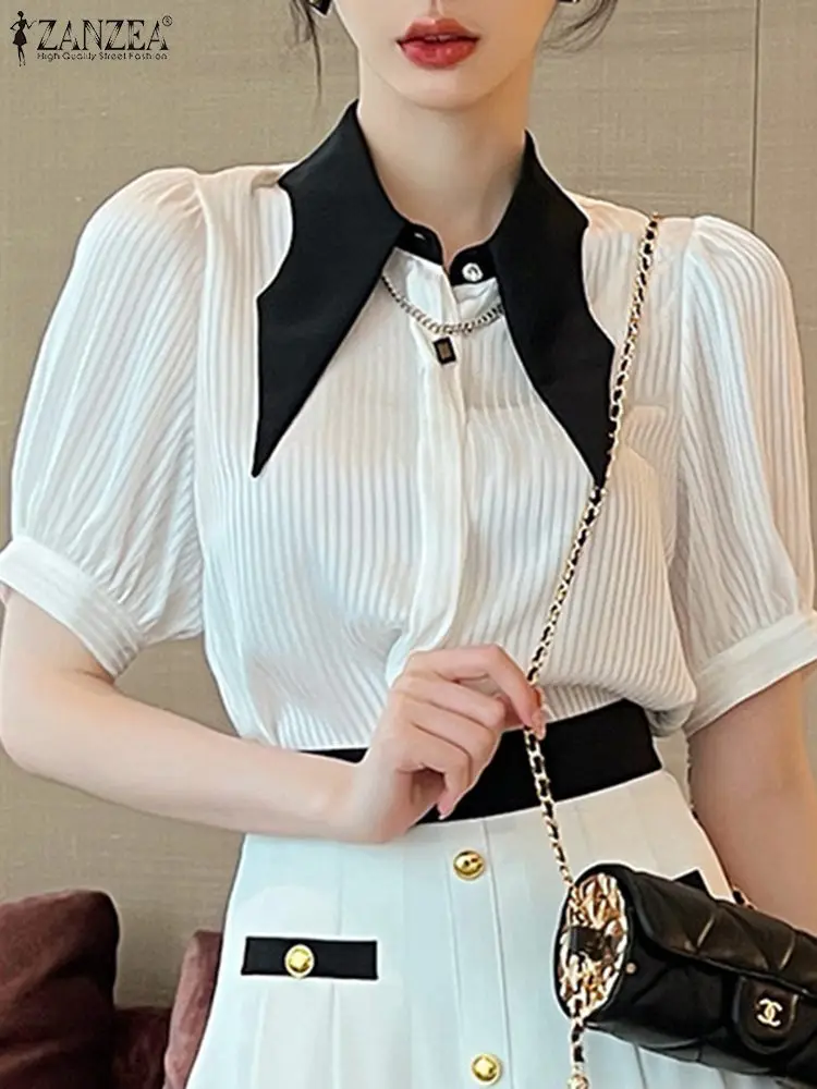 ZANZEA Fashion Puff Short Sleeve Blouse Women 2022 Summer Elegant Jacquard Buttons Up Shirts Chic Lapel Color Blocking Chemise
ZANZEA Fashion Puff Short Sleeve Blouse Women 2022 Summer Elegant Jacquard Buttons Up Shirts Chic Lapel Color Blocking Chemise