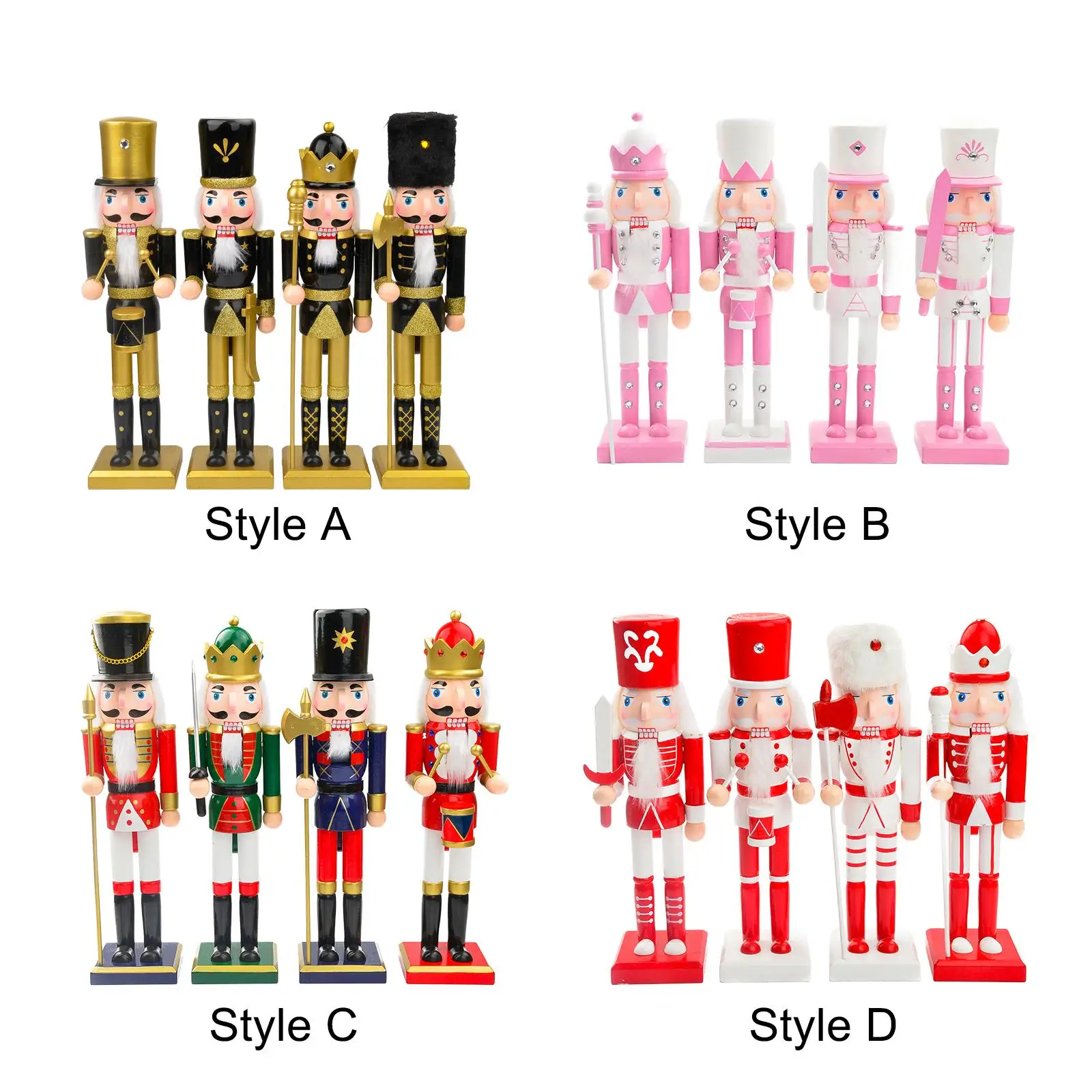 4Pcs Nutcracker Ornaments Painted Kids Toys Photo Props Nutcracker Figurines
4Pcs Nutcracker Ornaments Painted Kids Toys Photo Props Nutcracker Figurines