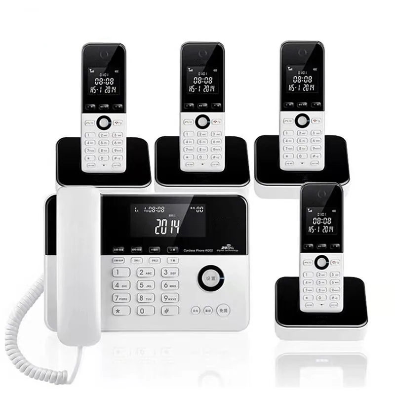 

Expandable Corded/Cordless Phone System with Answering Machine, 1/2/3/4 Handsets, Luminous Buttons, Intercom for Small Business
