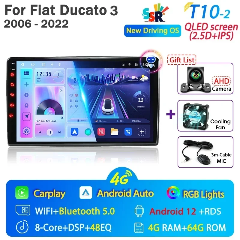 Автомагнитола для Fiat Ducato 3 2006-2022 Android 12, мультимедийный плеер 2 Din Carplay стерео 4G GPS, головное устройство, автонавигатор, аудио 
Автомагнитола для Fiat Ducato 3 2006-2022 Android 12, мультимедийный плеер 2 Din Carplay стерео 4G GPS, головное устройство, автонавигатор, аудио