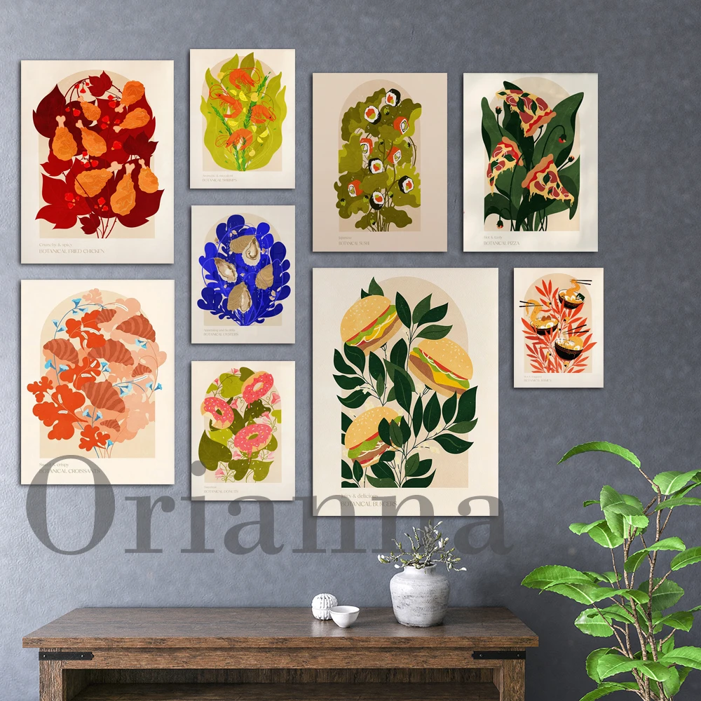 Vintage Botanical Pizza Donuts French Fries Ramen Bowl Sushi Hot Dog Shrimps Ice Cream Cone Oysters Prints Posters Kitchen Decor
Vintage Botanical Pizza Donuts French Fries Ramen Bowl Sushi Hot Dog Shrimps Ice Cream Cone Oysters Prints Posters Kitchen Decor