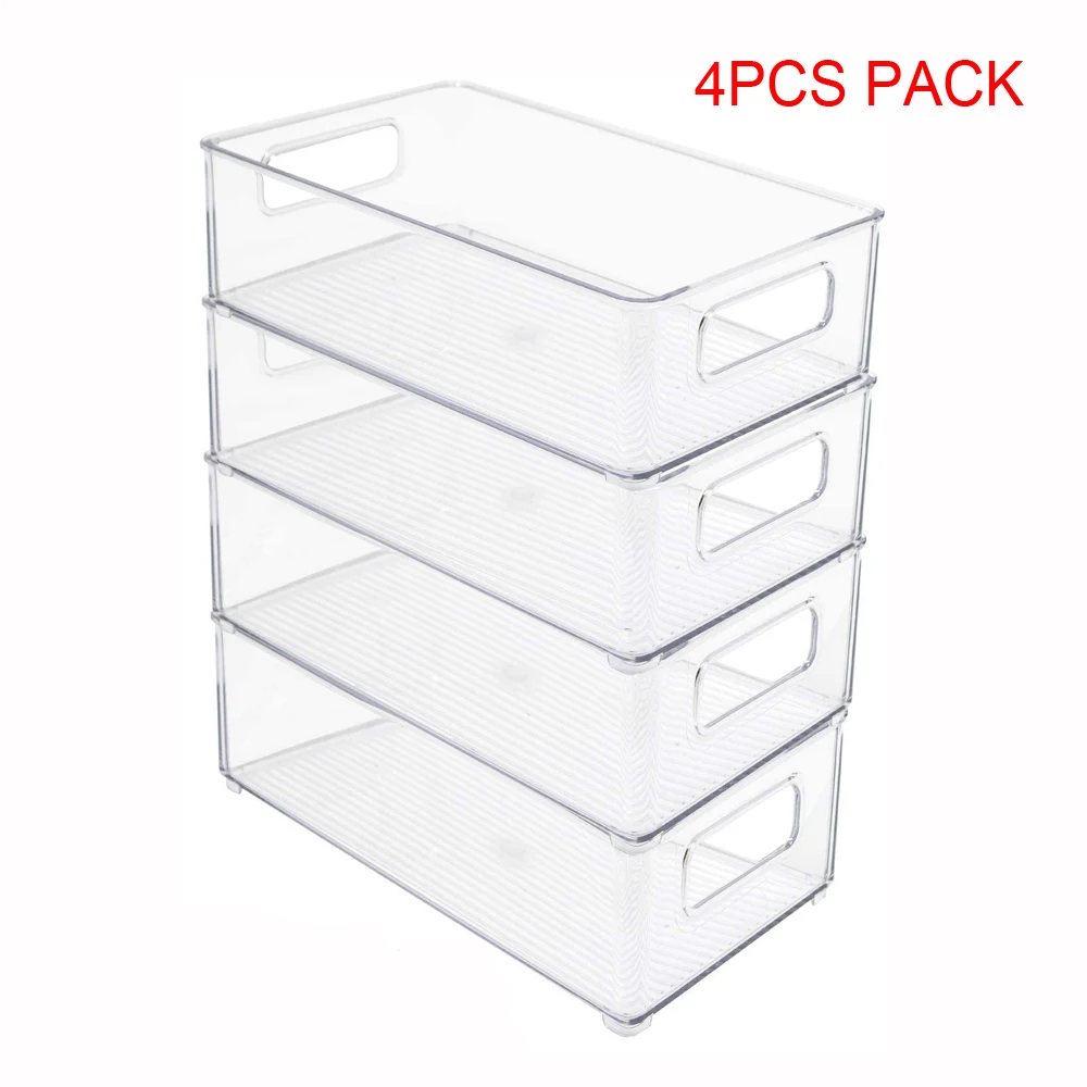 Plastic Stackable Food Storage Organizer Bin with Handles for Kitchen, Pantry, Cabinet, Fridge/Freezer, Countertop Clear 4 PACK
Plastic Stackable Food Storage Organizer Bin with Handles for Kitchen, Pantry, Cabinet, Fridge/Freezer, Countertop Clear 4 PACK
