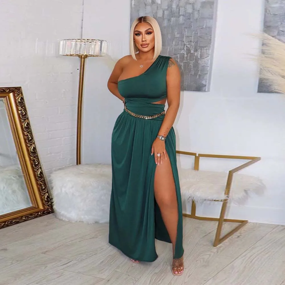 Sexy Sexy Two Piece Suit Women's One Shoulder Sleeveless Vest Slit Pleated Skirt Suit Without Chain Beach Vacation Casual Suit
Sexy Sexy Two Piece Suit Women's One Shoulder Sleeveless Vest Slit Pleated Skirt Suit Without Chain Beach Vacation Casual Suit