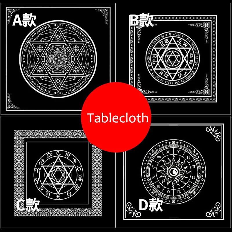 4 Kinds Black Tarot Tablecloth 48*48cm Non-woven Fabric Star Tarot Board Game Accessories
4 Kinds Black Tarot Tablecloth 48*48cm Non-woven Fabric Star Tarot Board Game Accessories