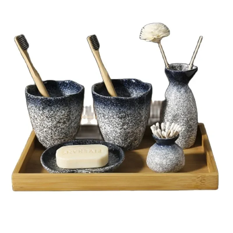 Japanese Style Hotel Bed And Breakfast Bathroom Decoration Tray Toilet Mouthwash Cup Brushing Cup Bathroom Set Five-Piece Wash
Japanese Style Hotel Bed And Breakfast Bathroom Decoration Tray Toilet Mouthwash Cup Brushing Cup Bathroom Set Five-Piece Wash