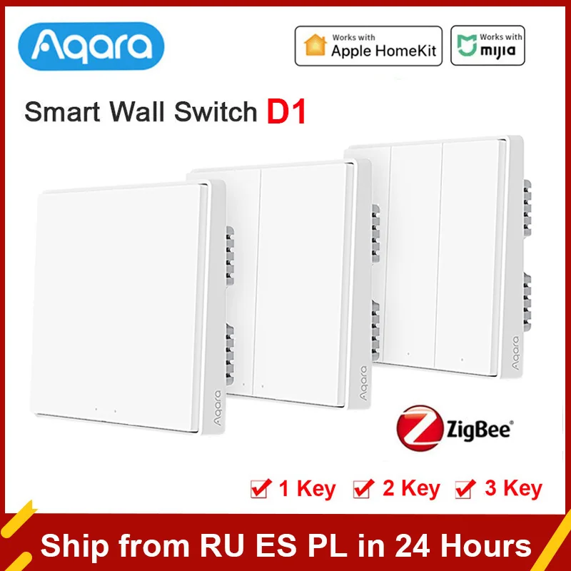 Умный настенный выключатель Aqara D1 ZigBee Беспроводной Выключатель с нулевой линией