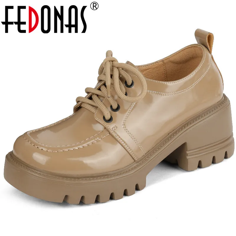 Женские туфли на платформе FEDONAS, белые классические туфли из натуральной кожи на шнуровке и толстых каблуках, повседневная обувь на весну-ос... 
Женские туфли на платформе FEDONAS, белые классические туфли из натуральной кожи на шнуровке и толстых каблуках, повседневная обувь на весну-ос...