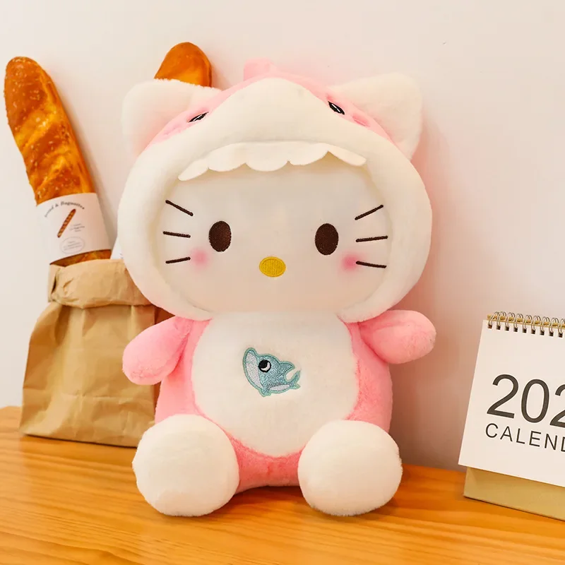 60 см Sanrio Акула Hello Kitty кошка плюшевые игрушки мультяшный Кот КТ Плюшевая Кукла