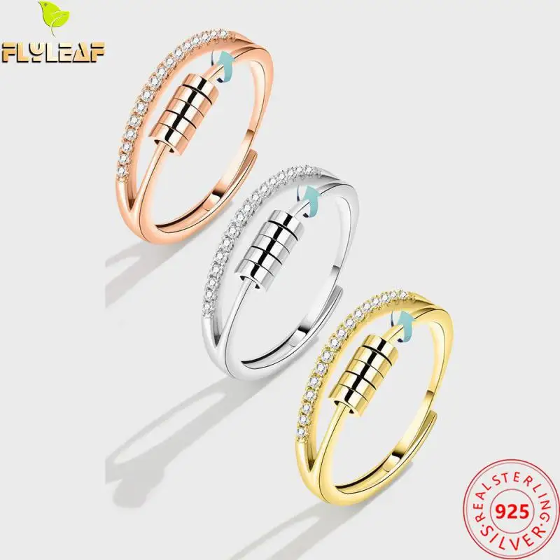 Real 925 Sterling Silver Fidgety Zircon Flat Beads Open Ring For Women Anxiety And Stress Relief Female Minimalist Jewelry 2022
Real 925 Sterling Silver Fidgety Zircon Flat Beads Open Ring For Women Anxiety And Stress Relief Female Minimalist Jewelry 2022