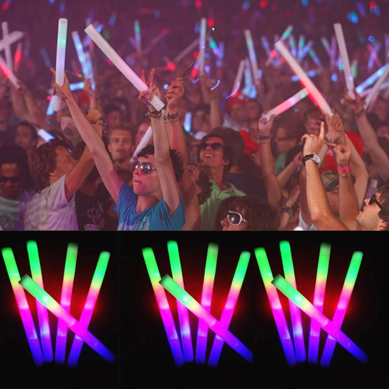 10/15/30Pcs Bulk Colorful LED Glow Sticks RGB LED Glow Foam Stick Cheer Tube Dark Light Birthday Wedding Festival Party Supplies
10/15/30Pcs Bulk Colorful LED Glow Sticks RGB LED Glow Foam Stick Cheer Tube Dark Light Birthday Wedding Festival Party Supplies