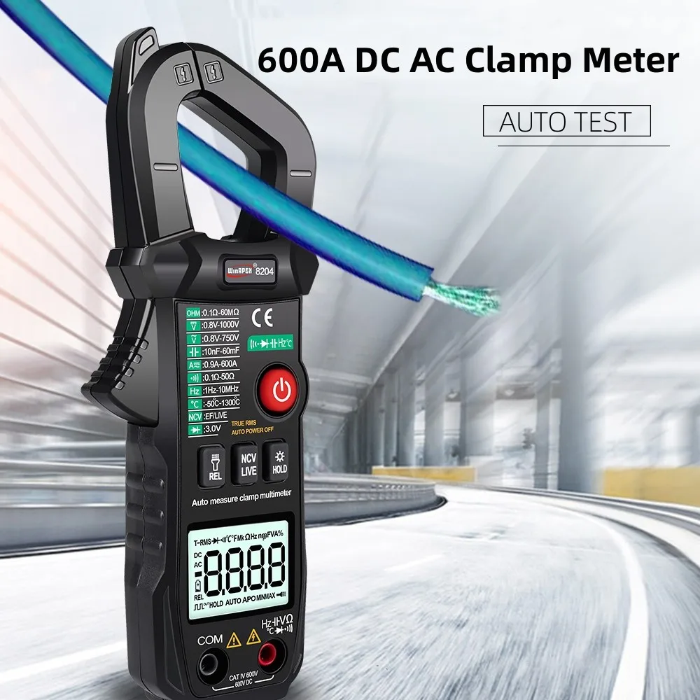 WINAPEX ET8204 600A AC DC Clamp Meter Auto Ammeter Voltage Current Resistance Diode Temp Smart Multimeter
WINAPEX ET8204 600A AC DC Clamp Meter Auto Ammeter Voltage Current Resistance Diode Temp Smart Multimeter