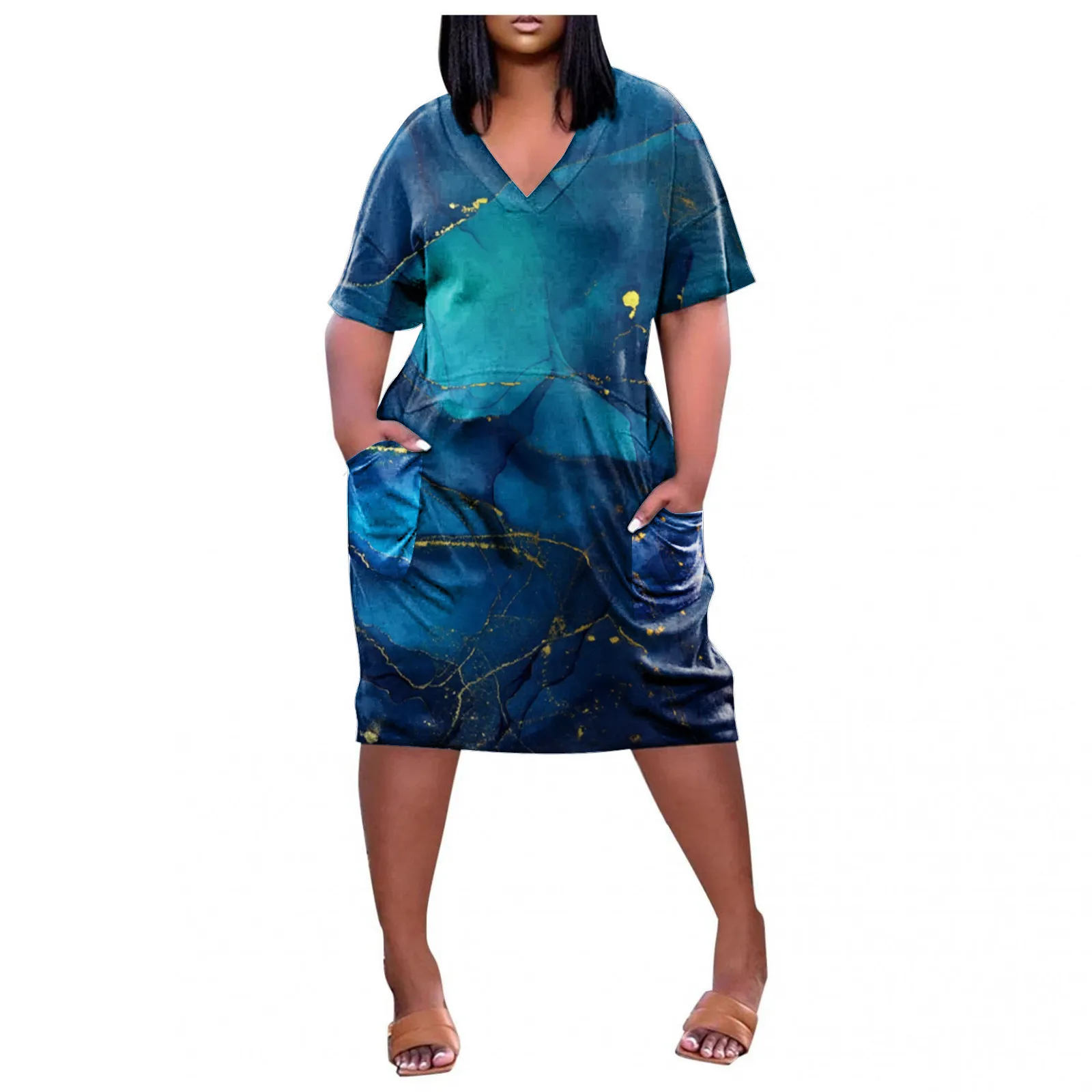 Women Casual V Neck Dresses Short Sleeve Knee Printed A Line Swing Midi Dress Womens Dresses with Short Sleeves
Women Casual V Neck Dresses Short Sleeve Knee Printed A Line Swing Midi Dress Womens Dresses with Short Sleeves
